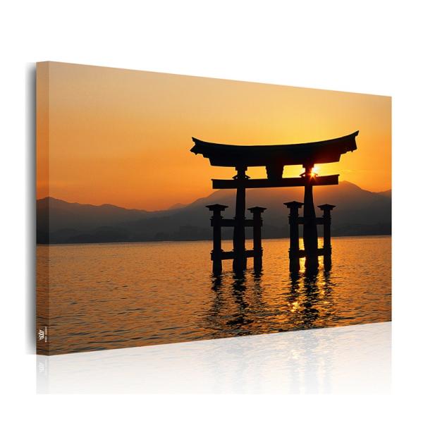 開運画・縁起画 絵画 日本風景 風景画 広島 厳島神社 夕日 鳥居 絵