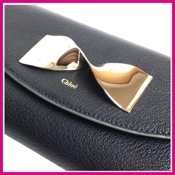 クロエ Chloe 長財布 フラップ かぶせ ツイスト ボウ 新作 ブラック 