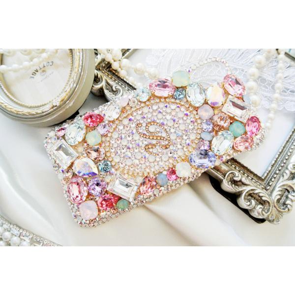 iPhone 11proMax XSmax 8 7Plus スワロフスキー イニシャルゴールド