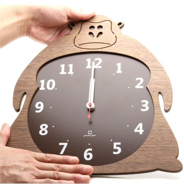 木目が温かい熊の掛け時計 木製 日本製 ハンドメイド インテリア 小物 木目が温かい熊の掛け時計 木製 日本製 ハンドメイド インテリア 小物