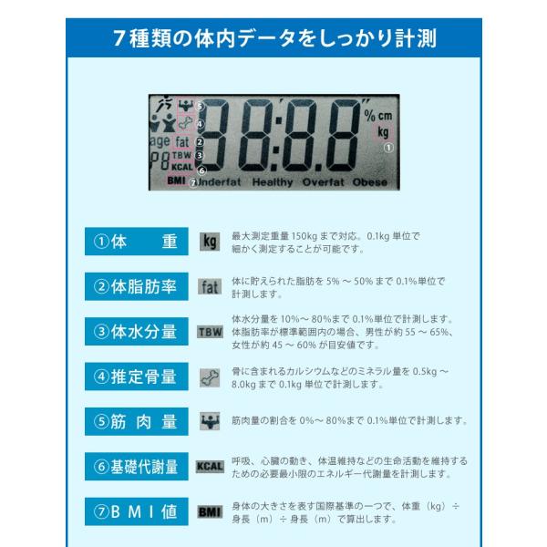 体組成計超薄型BodyFatScale 体重体脂肪率体水分量推定骨量筋肉量基礎