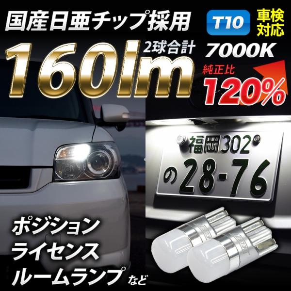 T10 バルブ LED 160lm ポジションランプ 日亜チップ 1chip VELENO 純白