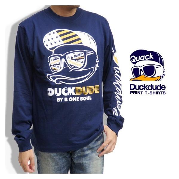 DUCK DUDE Tシャツ アメリカンなアヒル 長袖Tシャツ メンズ トップス