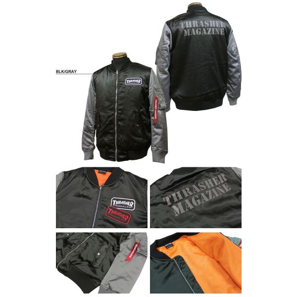 SALE スラッシャー THRASHER MA1 フライトジャケット MAG WAPPEN MA-1 FLIGHT JACKET ブラック 黒  オリーブ グリーン グレー メンズ レディース /【Buyee】