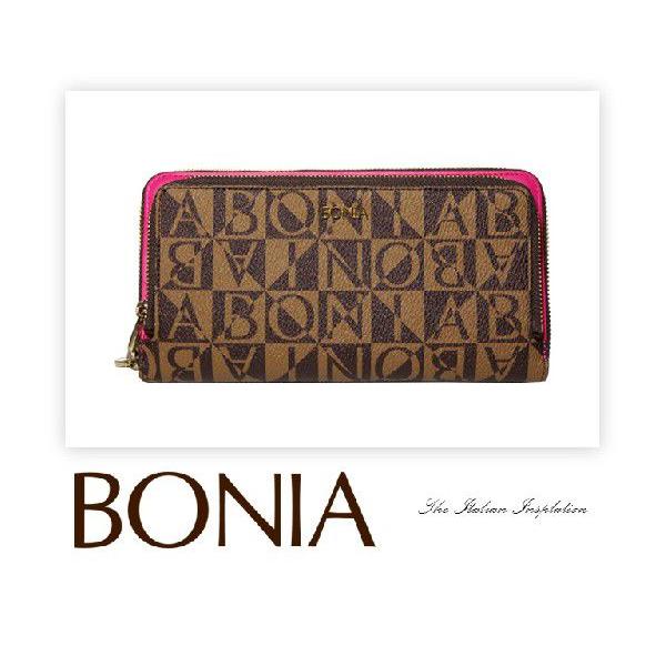 BONIA（ボニア）モノグラムダブルジッパーラウンド長財布/レディース