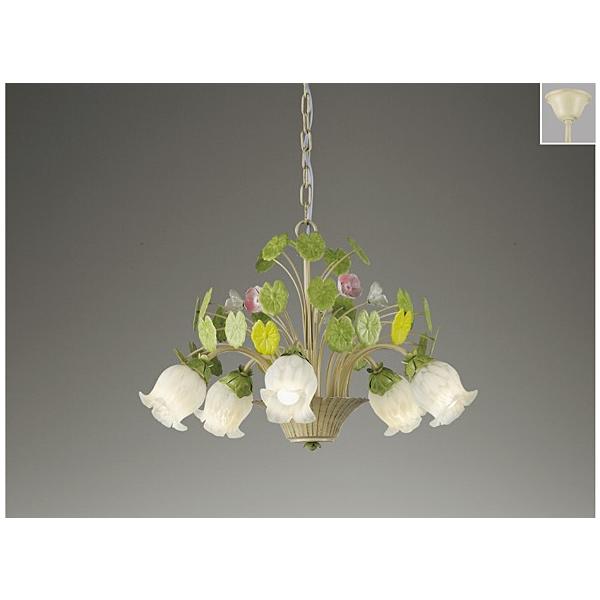 シャンデリア 陶器製 植物モチーフ 5灯用】照明器具 LED アンティーク