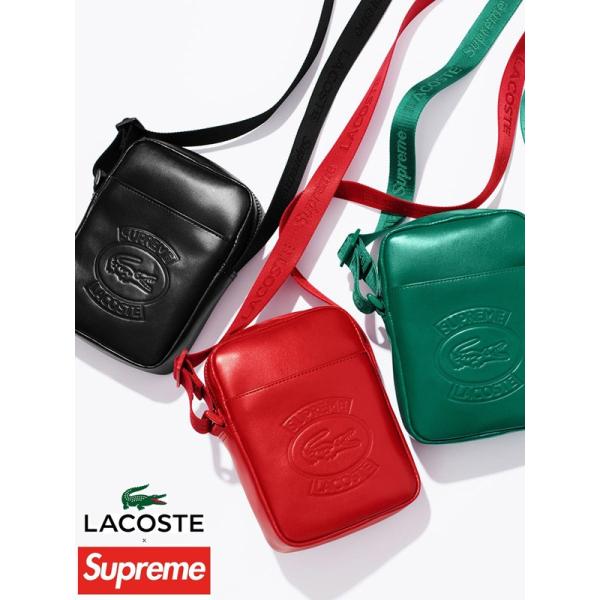 Supreme lacoste discount shoulder bag red