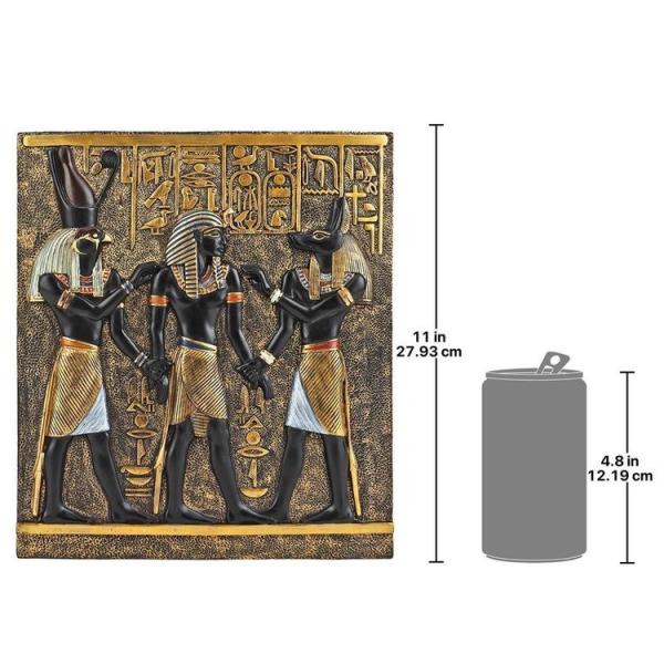 古代エジプト彫刻 ホルス神 とアヌビス神の間に立つラムセス1世の壁画 