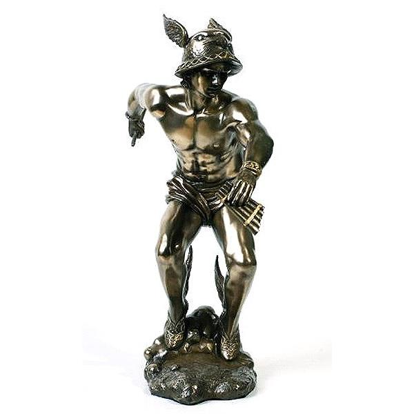ギリシャ神 ヘルメス マーキュリー ブロンズ風仕上げ彫像 彫刻/ エーゲ
