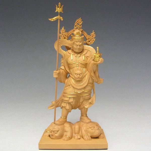 木彫り仏像金彩毘沙門天立像高さ11.5cm 柘植製/【Buyee】