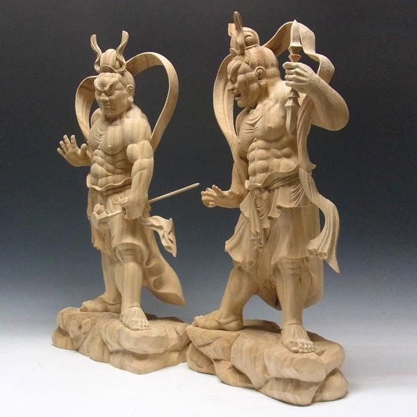 仁王像金剛力士像高さ66cm 楠製木彫り仏像/【Buyee】