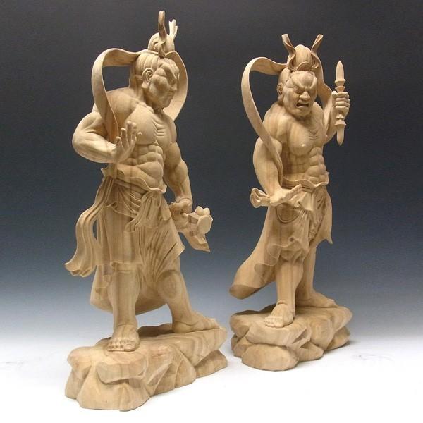 特大72cm 井波彫刻 楠材 木彫仏像 仏師手仕上げ品 仁王像 金剛