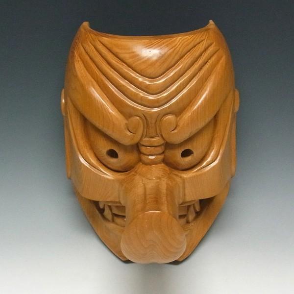 木彫り大天狗のお面壁掛け用日本仏師作品木彫り木曽桧天狗面