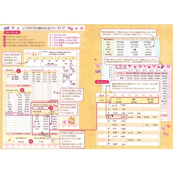 たけいみき/家計簿/ファスナー付きポケット/ピンク/A5サイズ/HB-13226