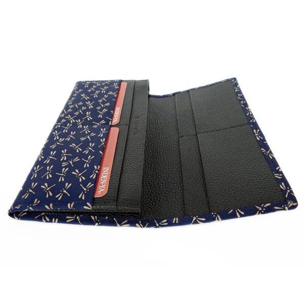 印傳屋] 印伝 長財布 束入L 薄い 鹿革 紺地×白漆