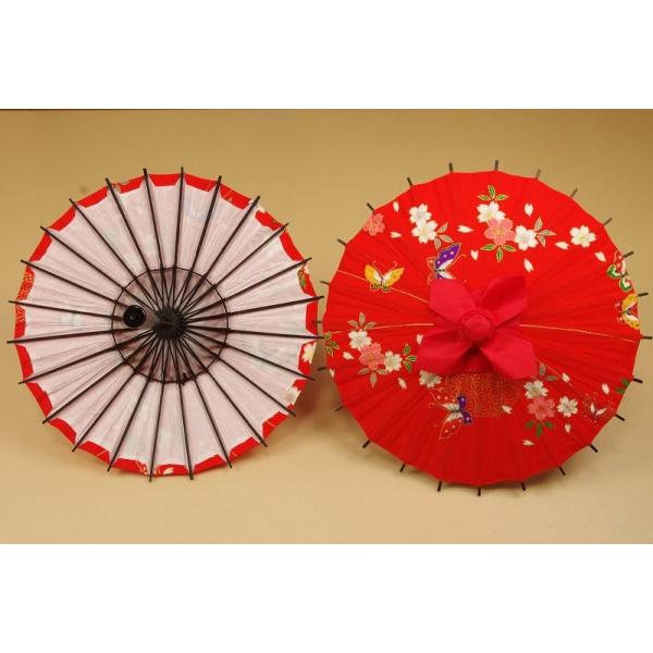 さげもん美草 布張り柄付き傘飾り糸車木枠セット 赤和柄アソート 傘福
