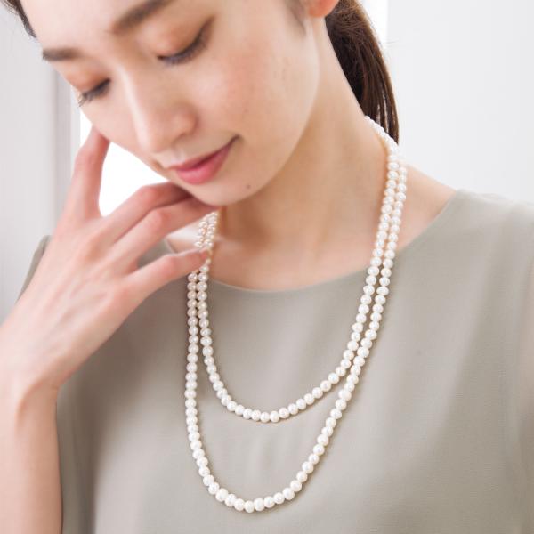 i*i様 本真珠　パールネックレス　超ロング130cm つやたま真珠 本真珠ネックレス135cm ロングパールネックレス