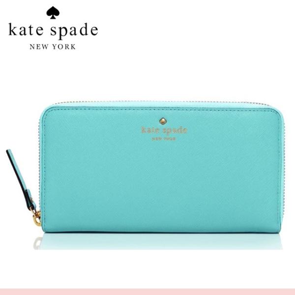 ケイト・スペード kate spade ラウンドファスナー 長財布 ブルー