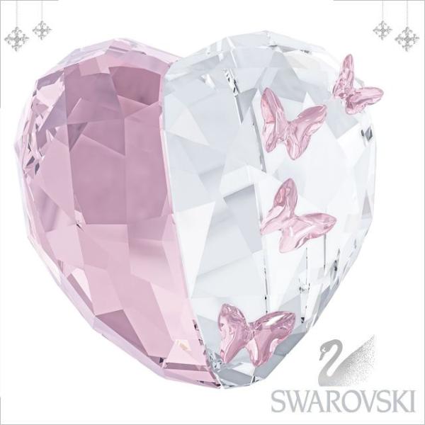 【美品】スワロフスキー ラブハート Mサイズ クリスタル 置物 箱付き スワロフスキー 置物 SWAROVSKI ラブハート Violet ハート&蝶モチーフ