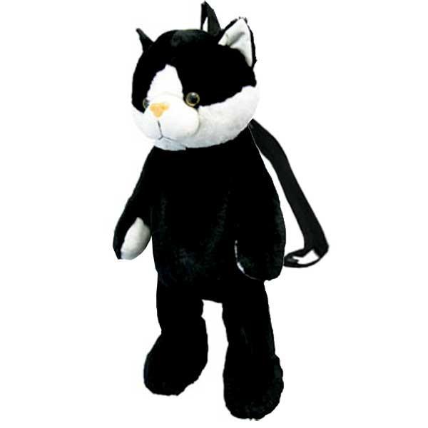 【昭和レトロ】ねこさん ぬいぐるみタイプ リュック（ブラック） ぬいぐるみバックパック ネコ BLACK PLUSH BACK PACK (リュックサック