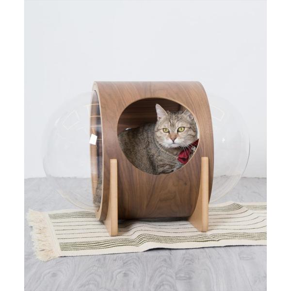 myzoo マイズー 宇宙船alpha キャットハウス 床置きタイプ猫用ベッド】MYZOO-宇宙船ALPHA /ウォールナット