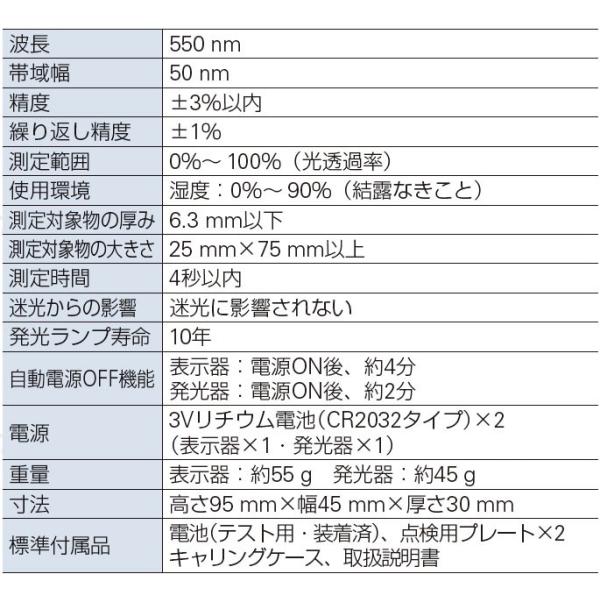 ティントメーター TM2000 透過率測定器 自動車ガラス スモーク 日本語取説