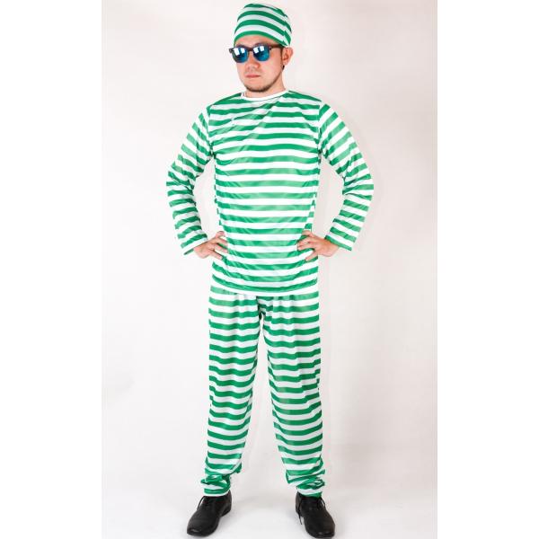 囚人服 緑 10着 ハロウィン グリーン 囚人 帽子 囚人シール付 囚人服 ボーダー 赤 緑 コスプレ コスチューム 衣装 ハロウィン