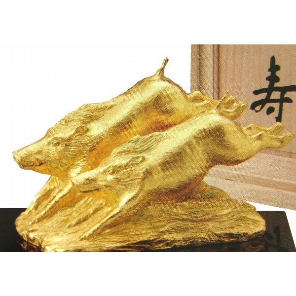 置物富永直樹「寿春（金箔）」 亥年干支の銅像彫刻彫像ブロンズ