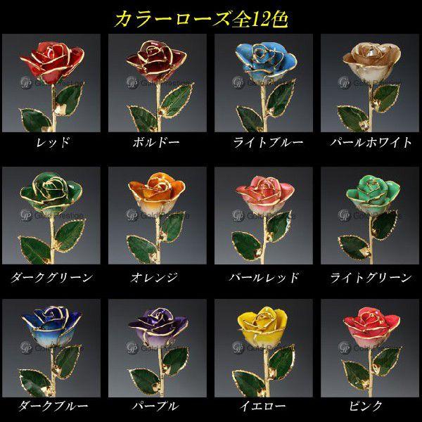 黄金のバラ カラーローズ全12色 本物の薔薇をを24金縁取り 贅沢な一品