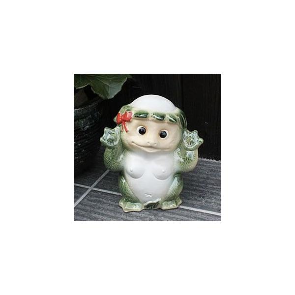 信楽焼 河童 メス ひょうきんな陶器カッパ 。可愛い表情のかっぱ