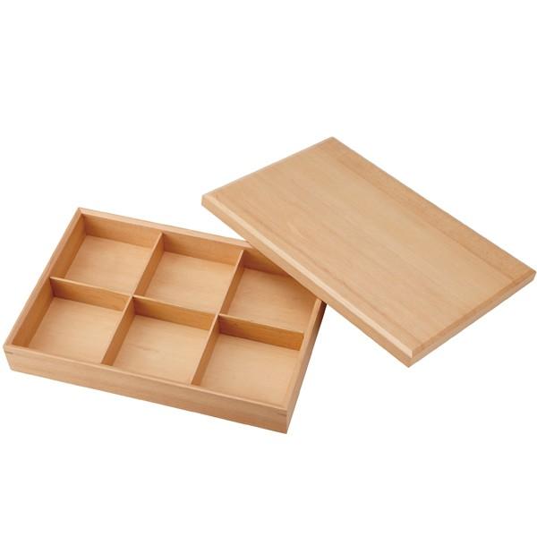松花堂弁当箱　6点 楽天市場】6仕切り 蓋付 松花堂弁当箱 37.5cmx26cmx6.3cm 日本製 熱