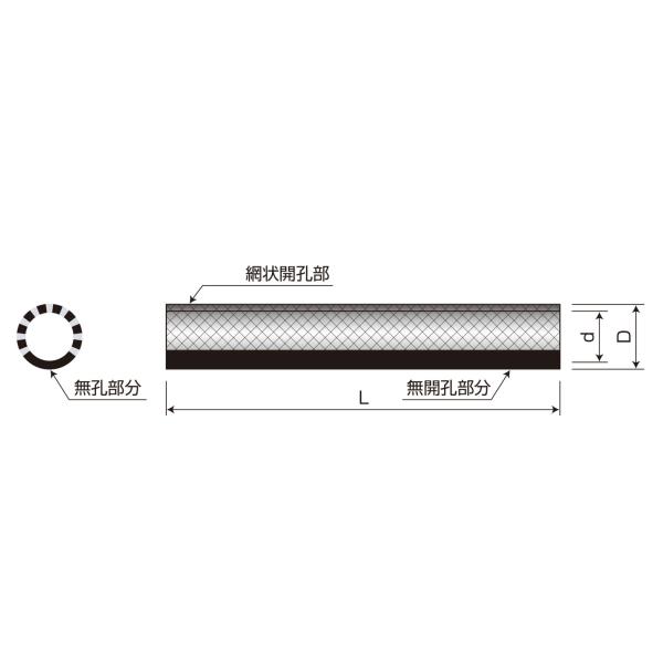 暗渠排水管 ネトロンパイプ 1/3無開孔 MP-50 内径52.0mm×外径60mm 長さ4m 網状透水管 タキロンシーアイシビル /【Buyee】