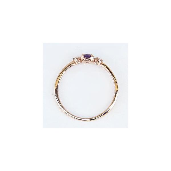 アメジストリング 紫水晶 k18 ピンクゴールド 指輪 ダイヤモンド 0.02 
