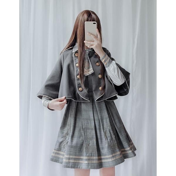 ロリータ服 レディース ワンピース チェック柄 森ガール 2点
