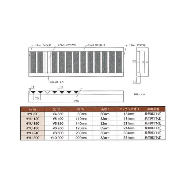 HYU-180 景観グレーチング U字溝蓋 適正みぞ幅180mm 長さ995mm 法山本店_直送品2_（houyama） エクステリア  /【Buyee】 Buyee Japanese Proxy Service Buy from Japan!