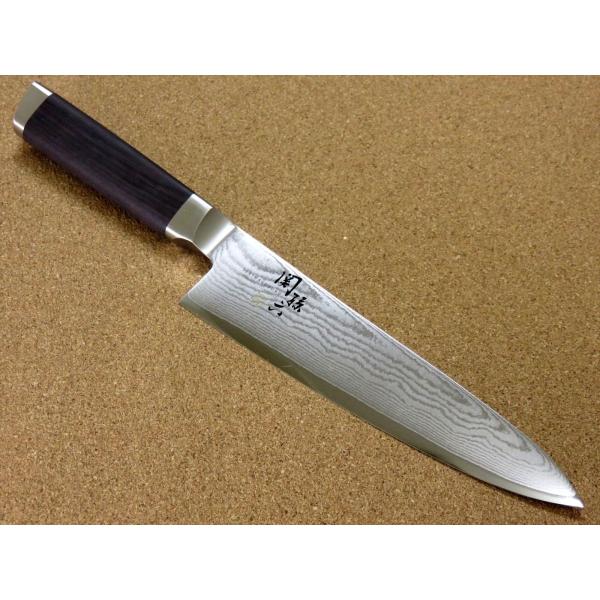 包丁 牛刀 21cm (210mm) 関の刃物 伊勢谷治平 ダマスカス鋼 33層 V金10