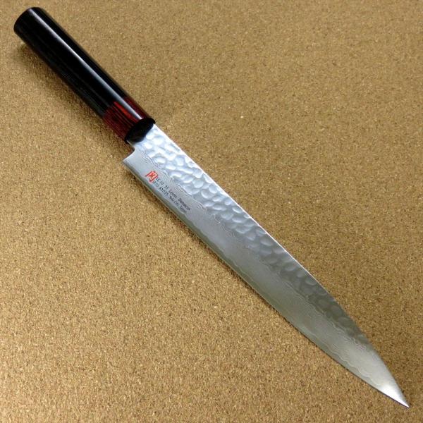 関の刃物 刺身包丁 21cm (210mm) 伊勢屋 V金10号 鍛錬 33層 ダマスカス