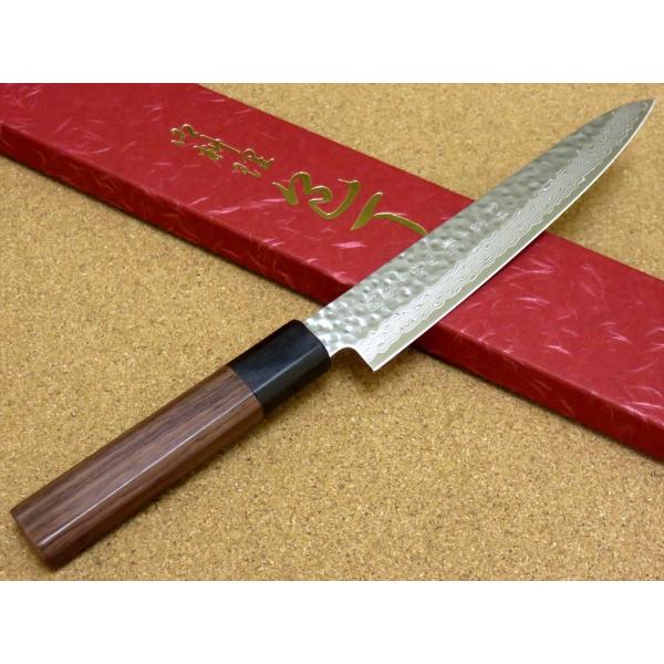 関の刃物 ペティナイフ 150mm ダマスカス45層 鎚目 フルーツ 果物包丁