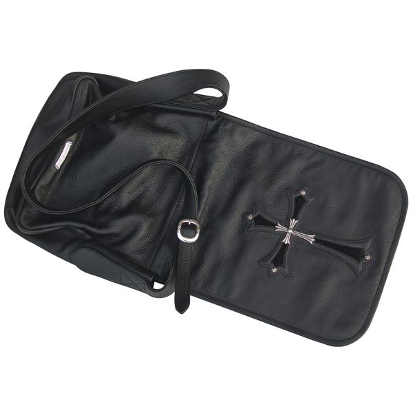 CHROME HEARTS LEATHER MESSENGER BAG W/CROSS クロムハーツ