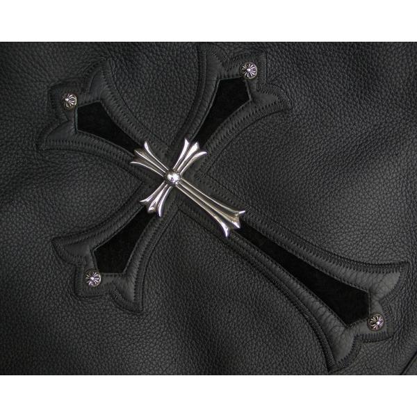 CHROME HEARTS LEATHER MESSENGER BAG W/CROSS クロムハーツ