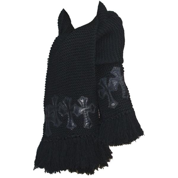 CHROME HEARTS WOOL & LEATHER MUFFLER クロムハーツ ウールマフラー ブラック クロスパッチ /【Buyee】  Buyee - Japanese Proxy Service | Buy from Japan!