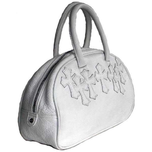 CHROME HEARTS WHITE GYM BAG W/CEMETERY CROSS PATCHES クロムハーツ