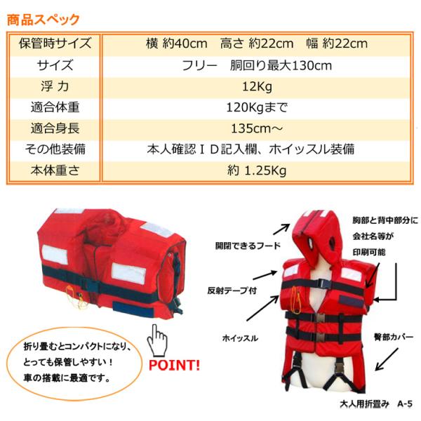 津波・水害対策用防災頭巾付き救命胴衣「A-5」 カザワモデルライフ