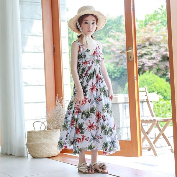 子供服 袖なしワンピース 夏 花柄 キッズ 女の子 韓国子供服