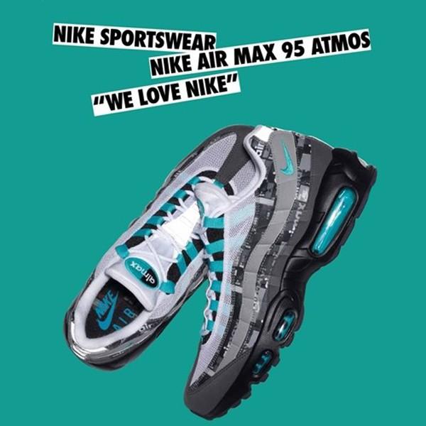 NIKE AIR MAX 95 ATMOS WE LOVE NIKE BLACK CLEAR JADE MEDIUM ASH DK