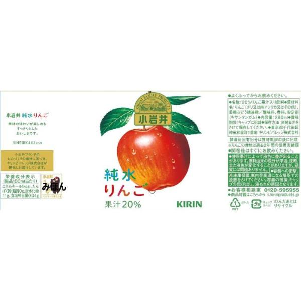 珍しい  小岩井 キリン 純水りんご 果汁飲料 24本入 ペットボトル 280ml スーツ・フォーマル・ドレス