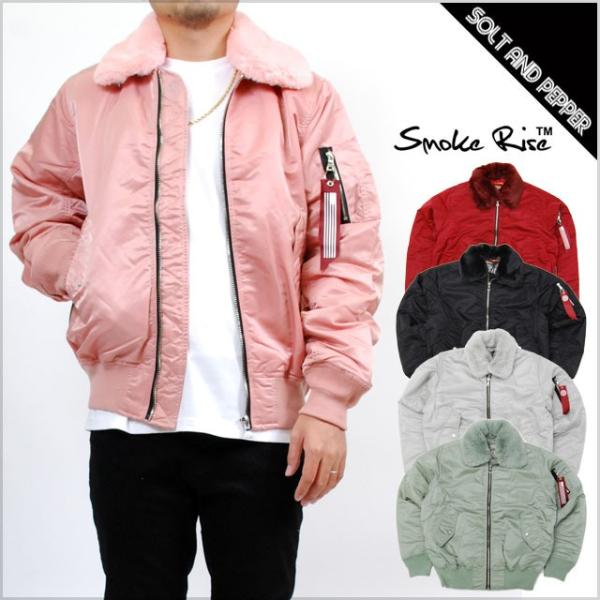 SMOKE RISE BASIC MA-1 BOMBER JACKET SIDE ZIP JKT スモーク