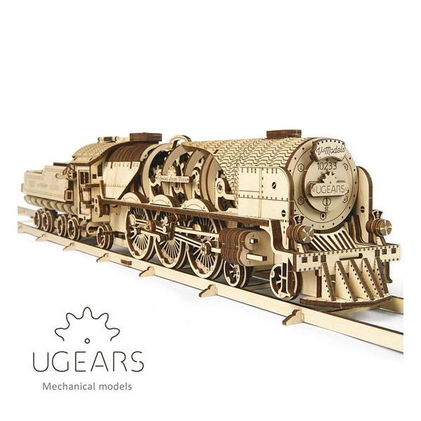 Ugears ユーギアーズ木製組立立体パズルV Express 蒸気機関車ウッド