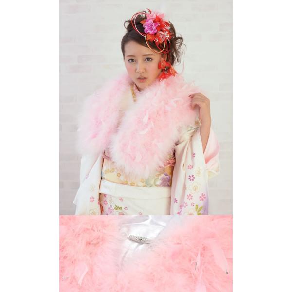 ショール 成人式振袖ショール 羽毛 ラベンダー ラメ ファー ショール