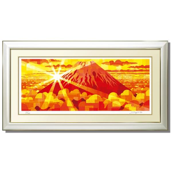 絵画富士山赤富士和風壁掛けインテリア版画風景画風水玄関おしゃれ額